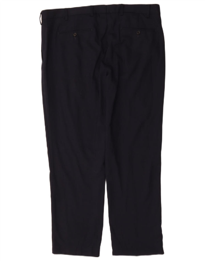 Pantaloni da abito vestibilità regolare Marks & Spencer da uomo W38 L29 in lana blu navy