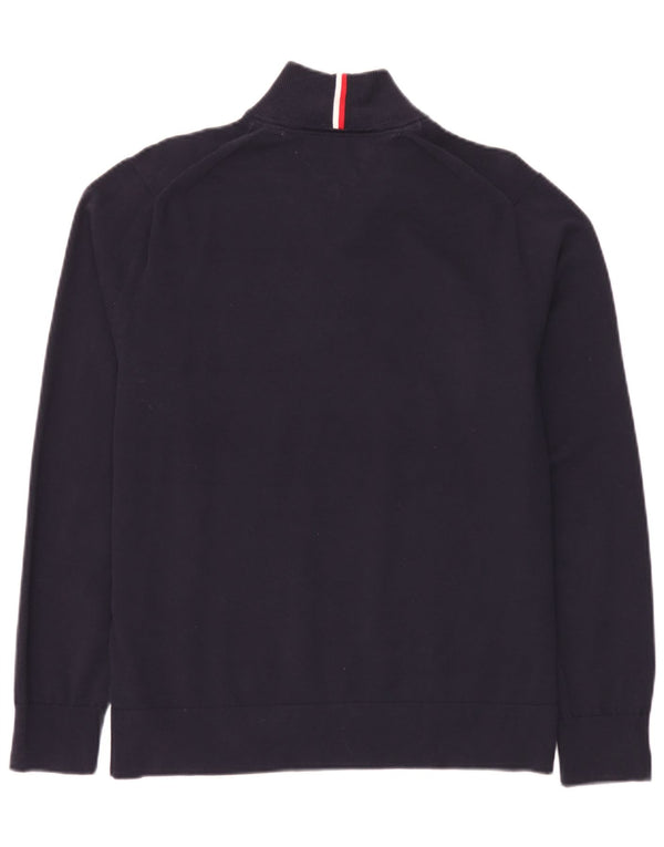 Maglione maglione con zip da uomo Tommy Hilfiger XL in cotone blu navy