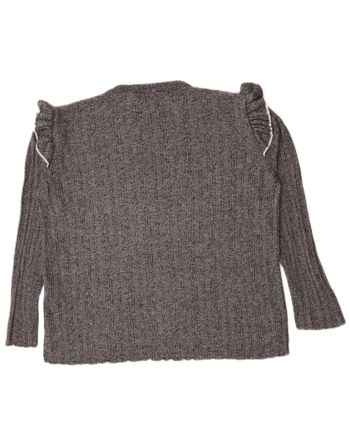 Maglione maglione girocollo da donna Marks & Spencer UK 16 grande acrilico grigio