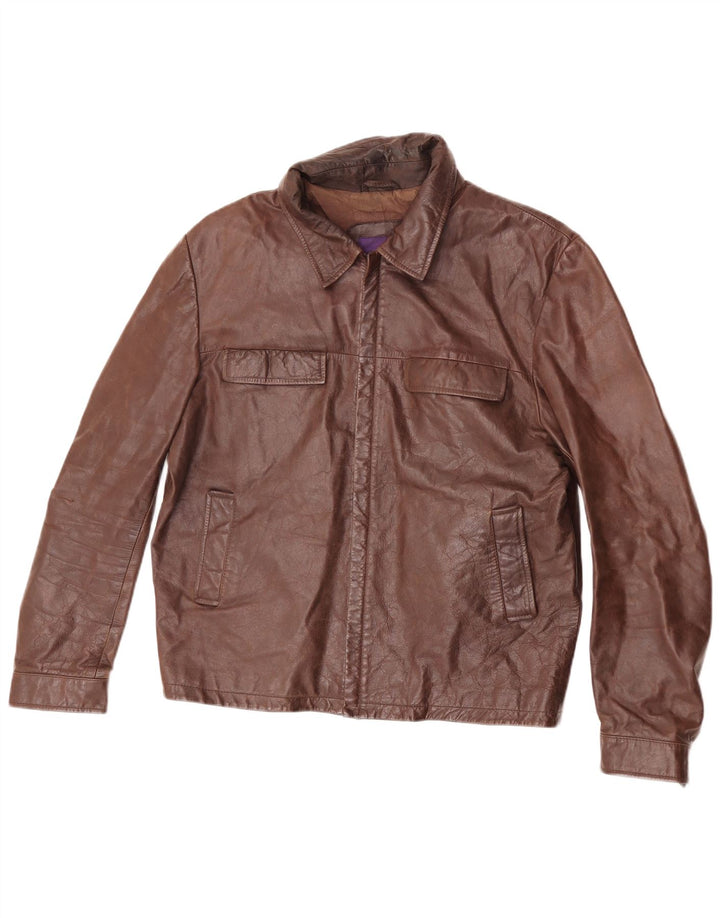 Giacca in pelle da uomo Zara UK 38 Marrone medio