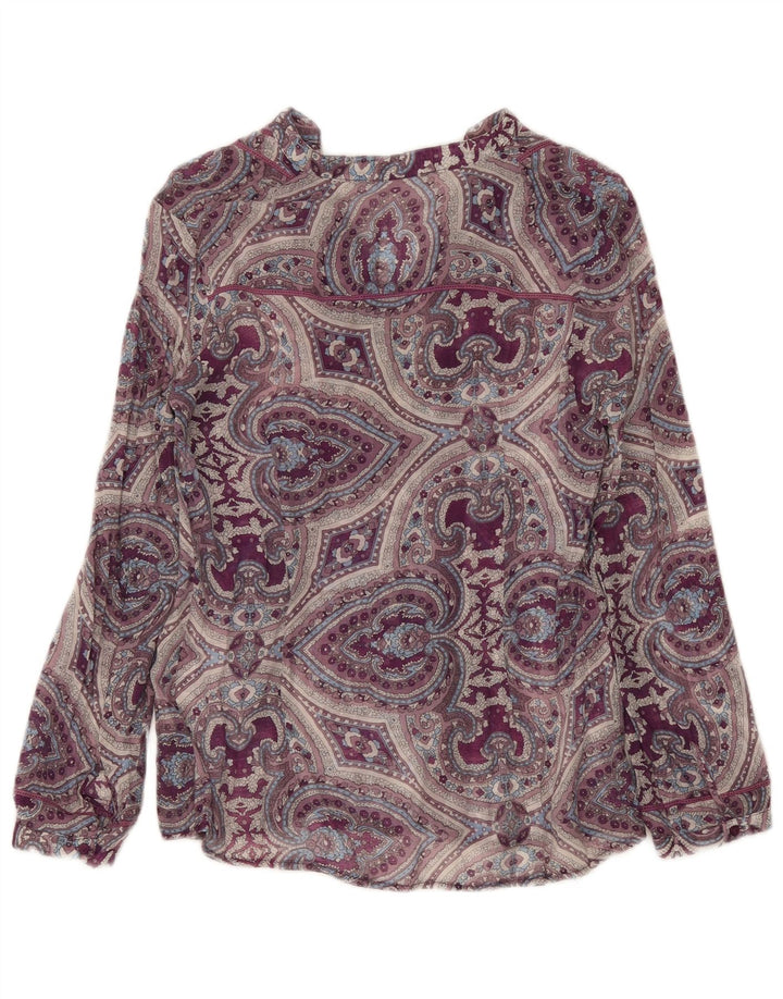 Nymphaea Alba Top tunica a maniche lunghe da donna IT 42 Seta Paisley viola medio