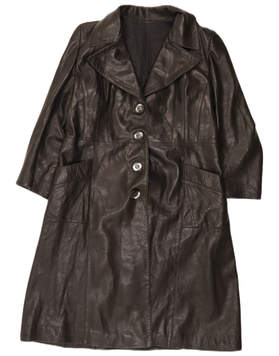 Cappotto in Pelle Donna VINTAGE IT 48 XL Nero