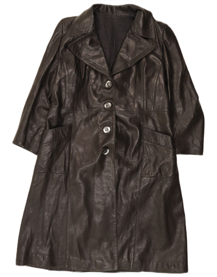 Cappotto in Pelle Donna VINTAGE IT 48 XL Nero