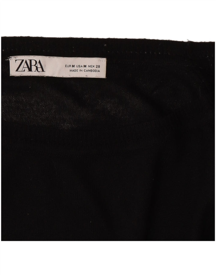 Maglione maglione con scollo a barca da donna Zara UK 14 medio nero