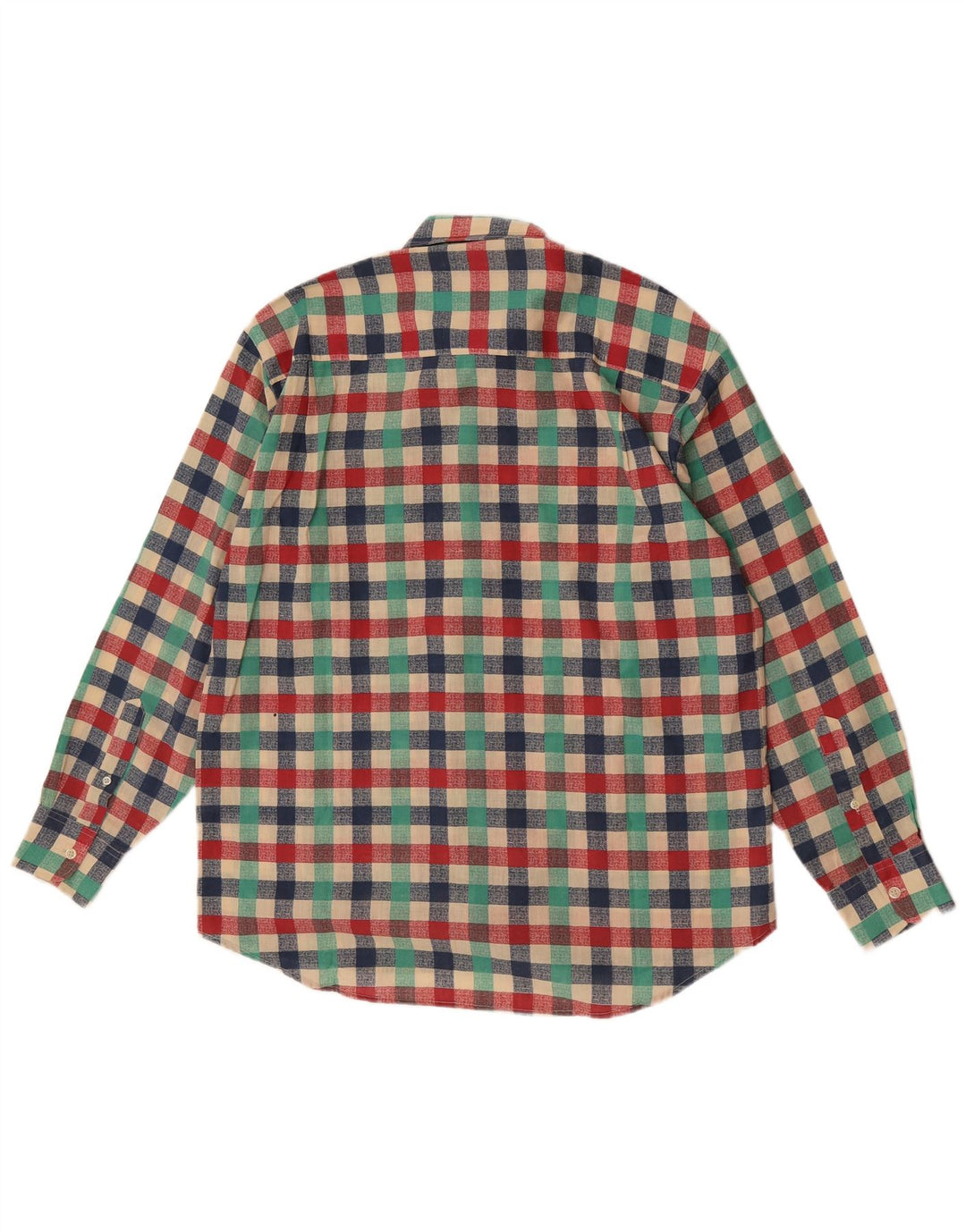 Camicia da uomo vintage grande in poliestere a quadretti multicolore