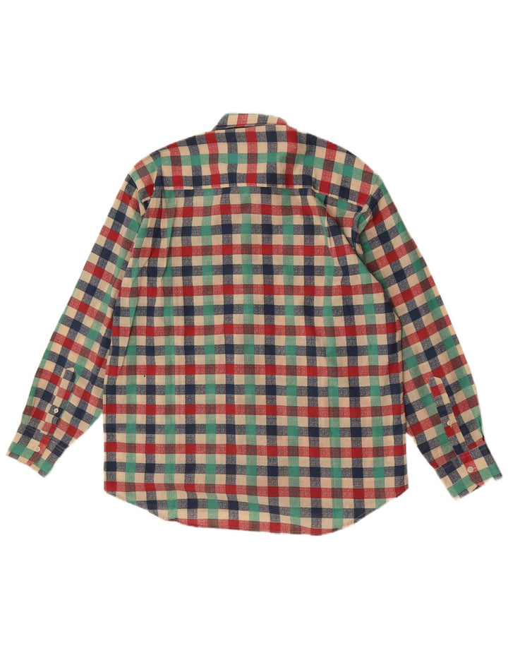 Camicia da uomo vintage grande in poliestere a quadretti multicolore