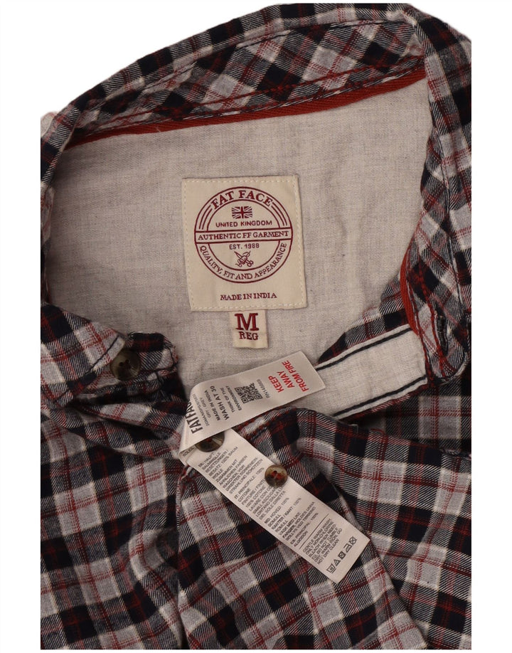 Camicia in flanella da uomo Fat Face in cotone a quadri grigio medio