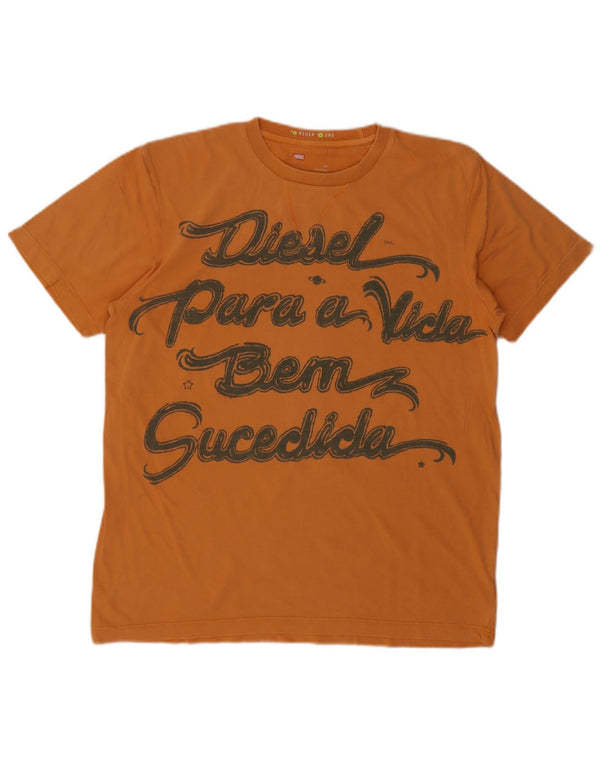 T-shirt grafica da uomo Diesel Top grande in cotone arancione