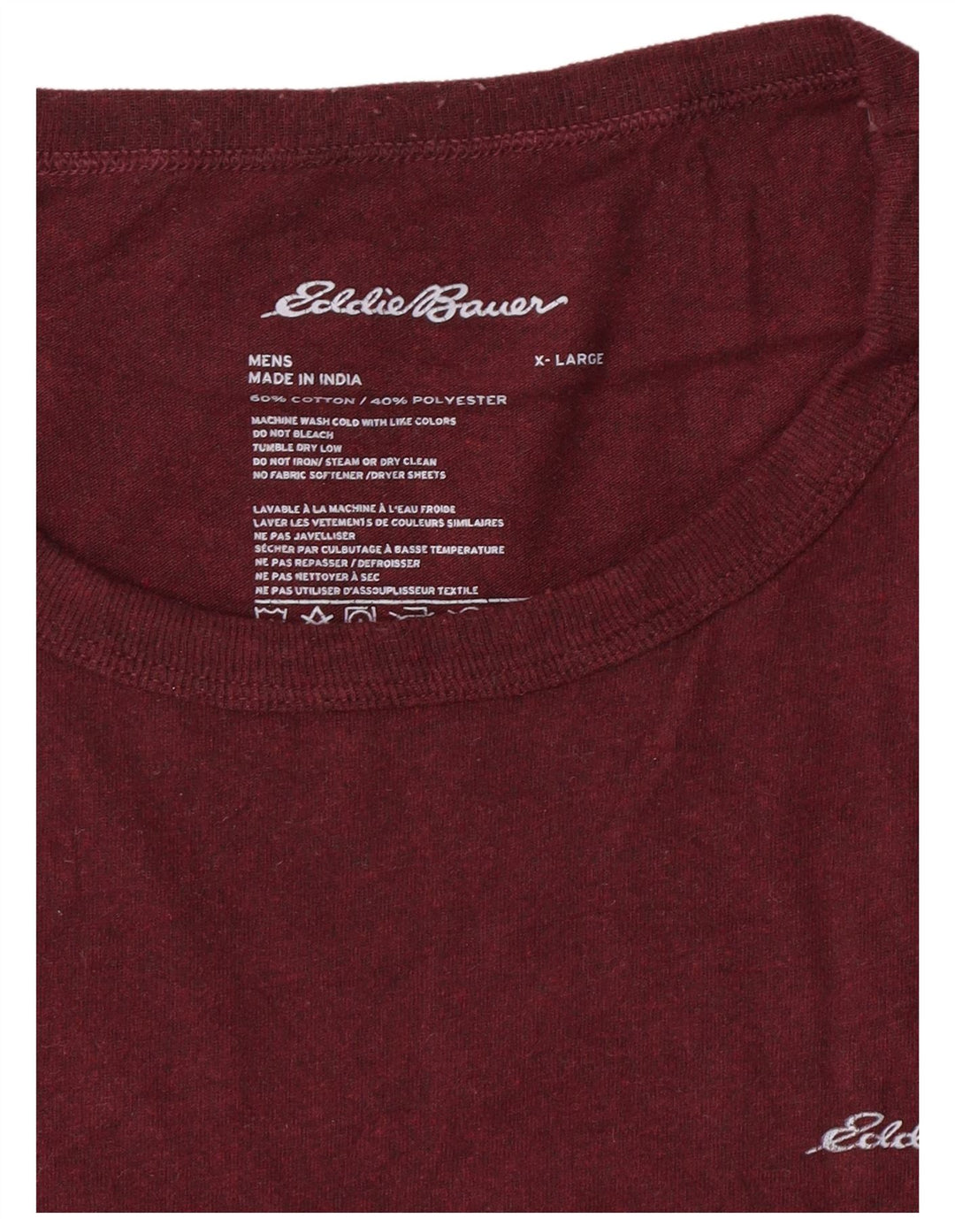 T-shirt da uomo Eddie Bauer Top XL in cotone bordeaux