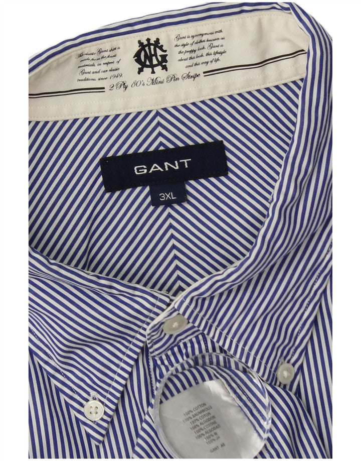 Camicia Gant Uomo 3XL Cotone Gessato Blu