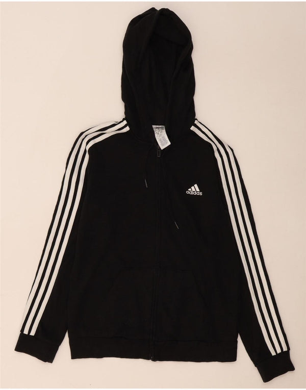 Maglione con cappuccio e zip da donna Adidas UK 12/14 Cotone nero medio