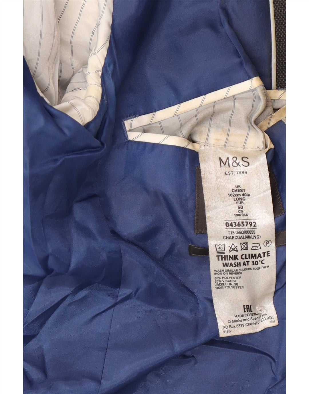Giacca blazer slim lunga a 2 bottoni Marks & Spencer da uomo UK 40 Grigio medio