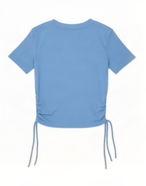 T-shirt corta da donna Zara UK 8 piccola blu poliestere