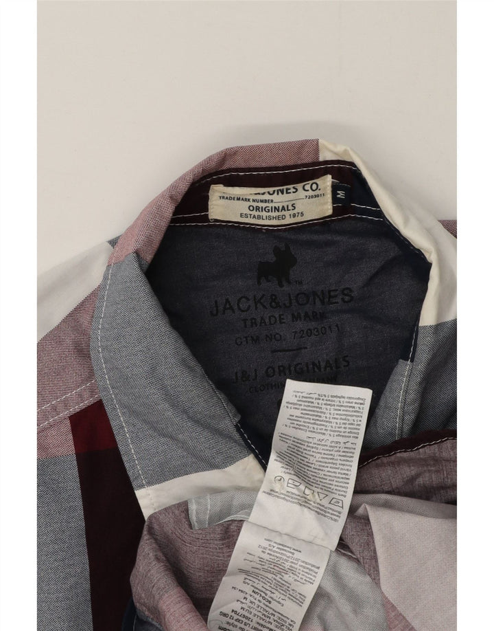 Camicia da uomo Jack & Jones in cotone a quadretti bordeaux medio