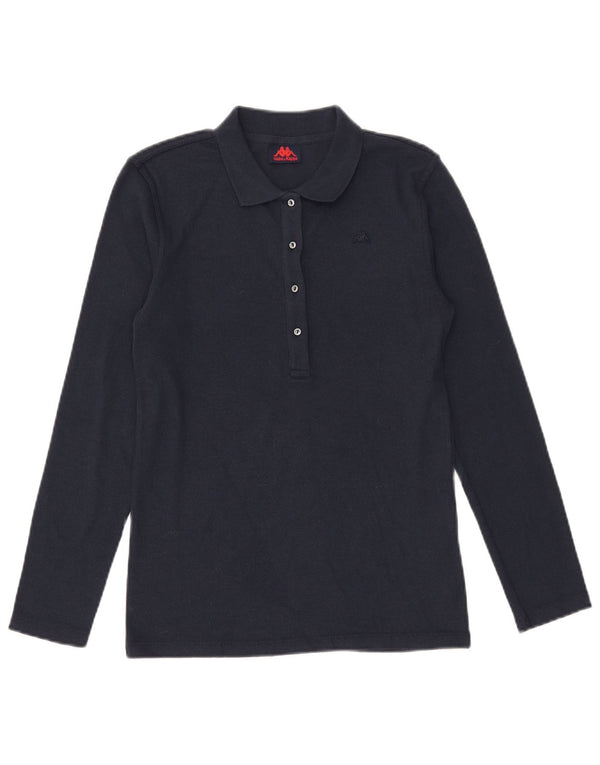 Top Kappa da donna a maniche lunghe UK 12 medio blu navy in cotone