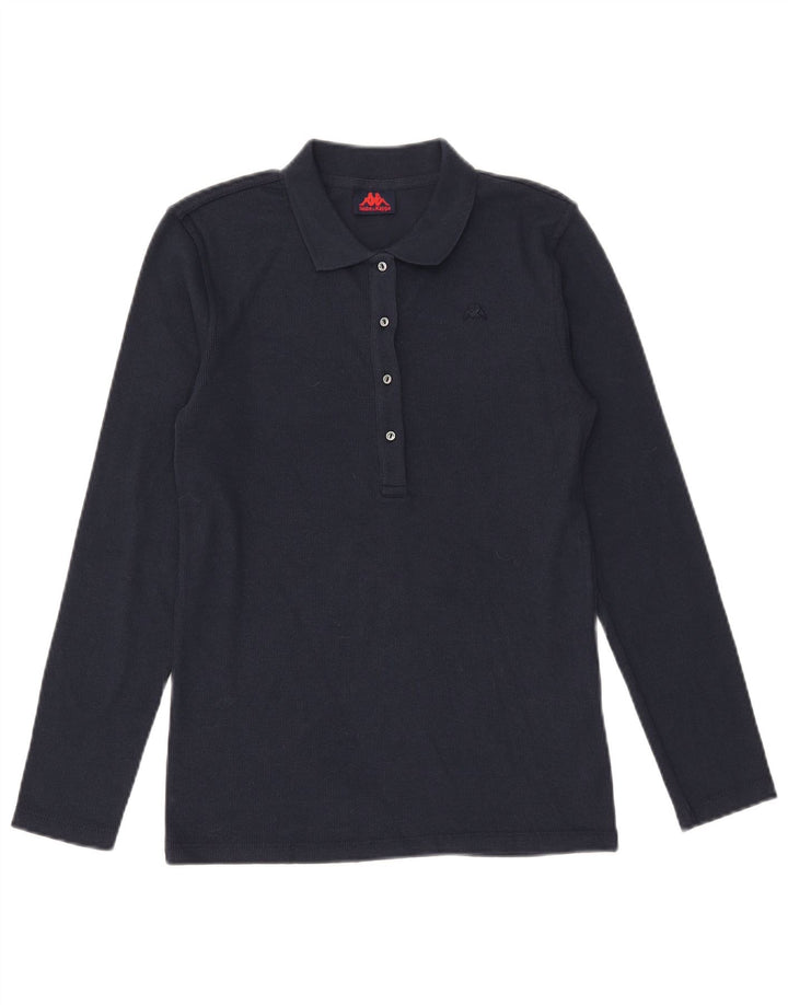 Top Kappa da donna a maniche lunghe UK 12 medio blu navy in cotone