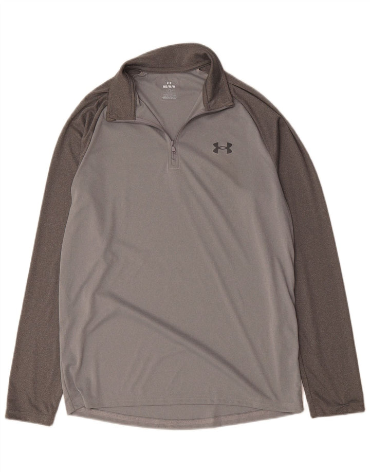 Under Armour Maglia da uomo con zip e collo a maniche lunghe Colore grigio medio