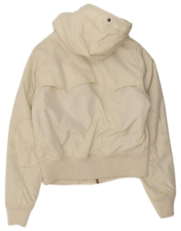 Bomber imbottito con cappuccio da donna Woolrich UK 14 nylon bianco sporco medio