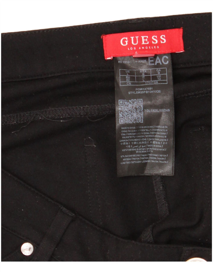 GUESS Pantaloni casual skinny a vita alta da donna UK 12 Medium W34 L27 Nero