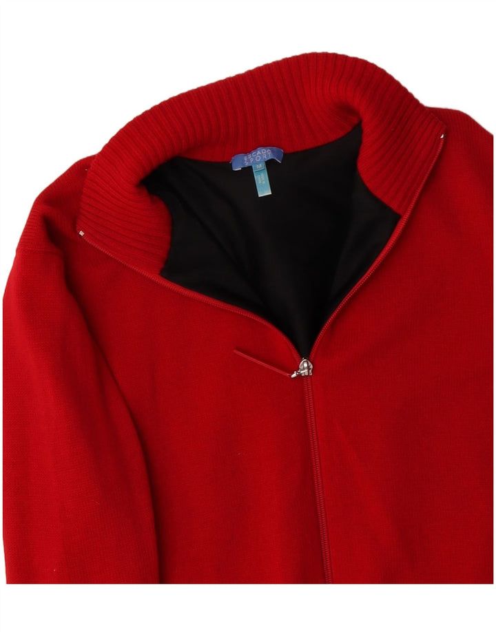 Maglione cardigan da donna ESCADA UK 14 Lana merino color block rosso medio