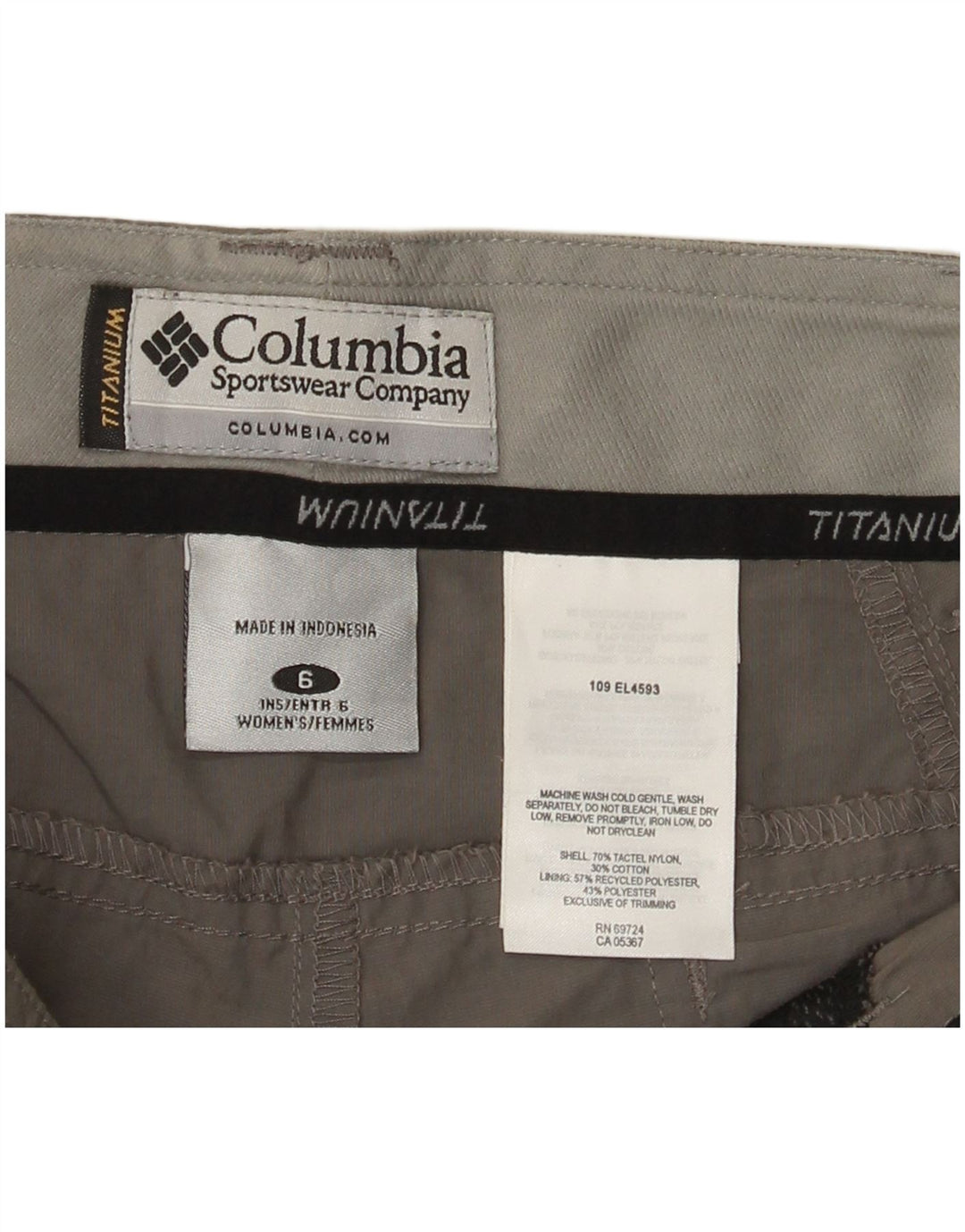 Pantaloncini cargo Columbia da donna in titanio US 6 Medium W32 Grey Tactel