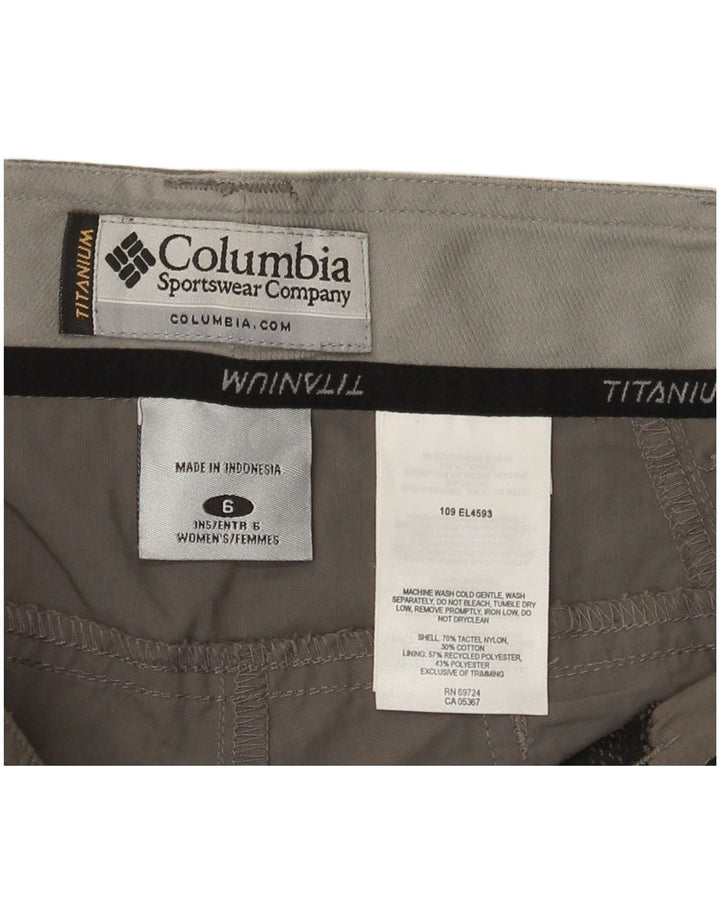 Pantaloncini cargo Columbia da donna in titanio US 6 Medium W32 Grey Tactel