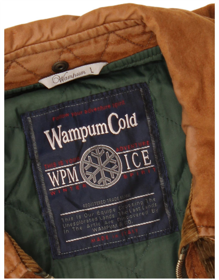 Giacca in pile da uomo WAMPUM UK 40 grande marrone geometrico