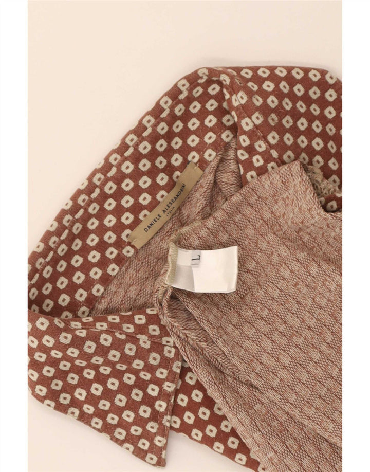 Camicia pullover da donna Daniele Alessandrini UK 16 Large Marrone geometrica