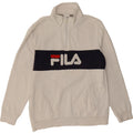 FILA Mens Graphic Zip Neck Hoodie Jumper Medium Off White Colourblock Vintage Fila and Second-Hand Fila from Messina Hembry 