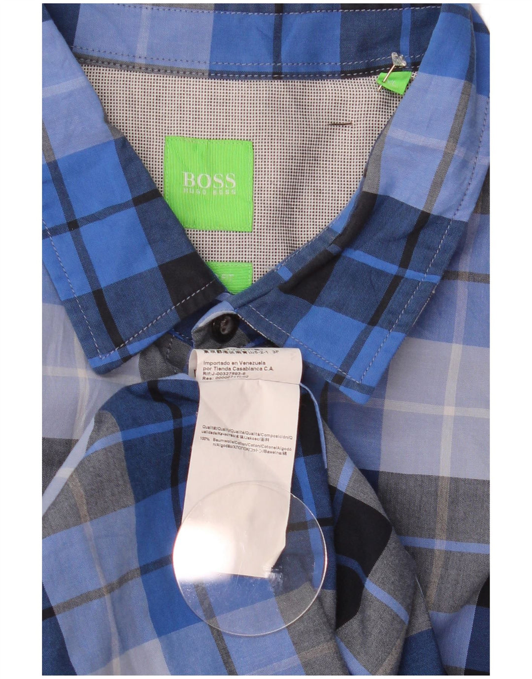 Camicia da uomo Regular Fit Hugo Boss XL in cotone a quadri blu