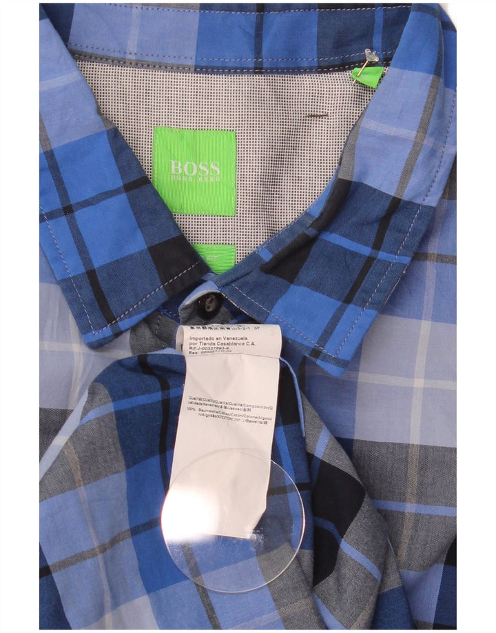 Camicia da uomo Regular Fit Hugo Boss XL in cotone a quadri blu