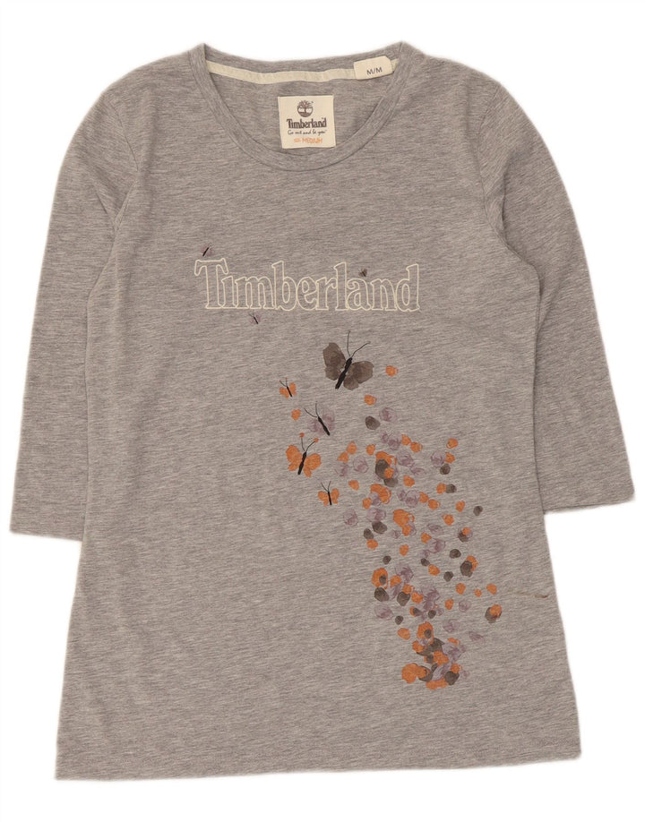 Top tunica con maniche a 3/4 con grafica da donna Timberland UK 12 Cotone grigio medio