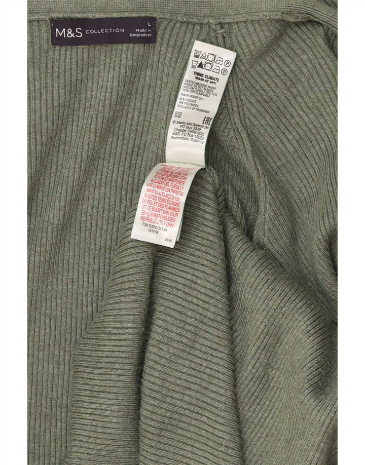 Maglione cardigan lungo da donna Marks & Spencer UK 16 grande kaki