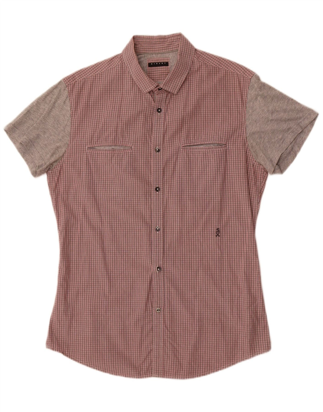 Camicia a maniche corte da uomo Sisley in cotone a quadri rossi grandi