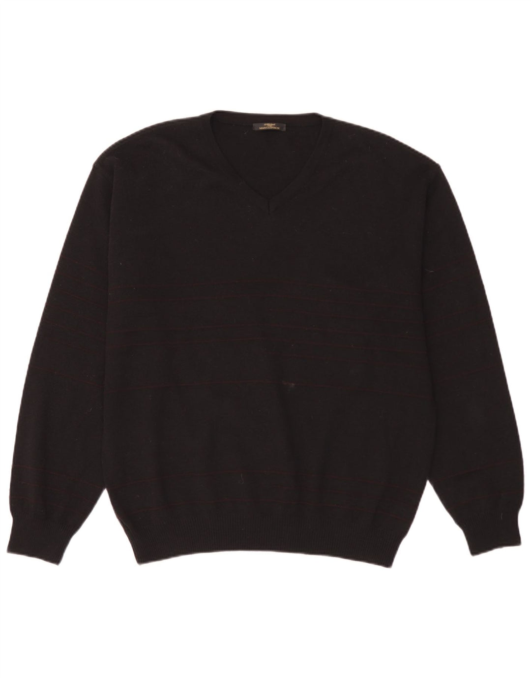 Maglione da uomo Marks & Spencer con scollo a V, lana a righe nere grandi