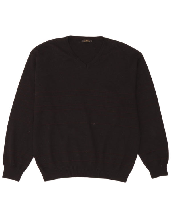 Maglione da uomo Marks & Spencer con scollo a V, lana a righe nere grandi
