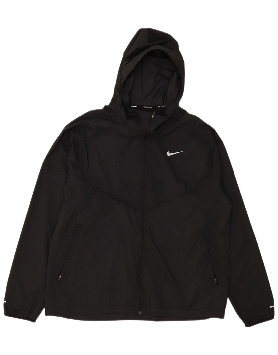 Giacca da ginnastica da uomo con cappuccio Nike, giacca grande, nera, in poliestere