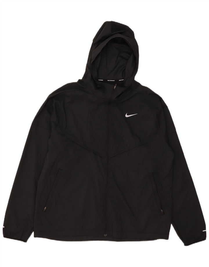 Giacca da ginnastica da uomo con cappuccio Nike, giacca grande, nera, in poliestere