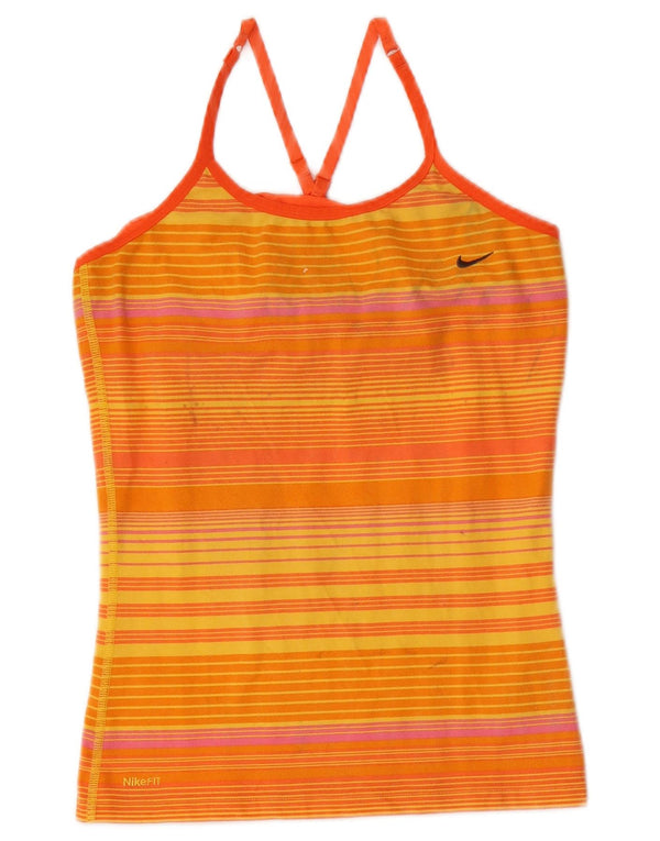 Canotta Nike Dri Fit da donna UK 14/16 cotone a righe grandi arancioni