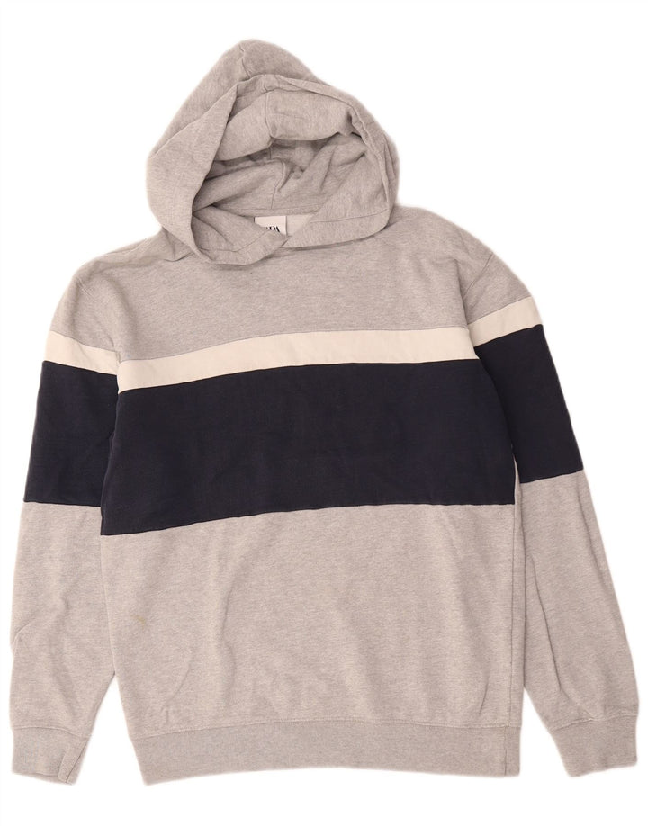 Maglione con cappuccio da uomo Zara piccolo in cotone color block grigio