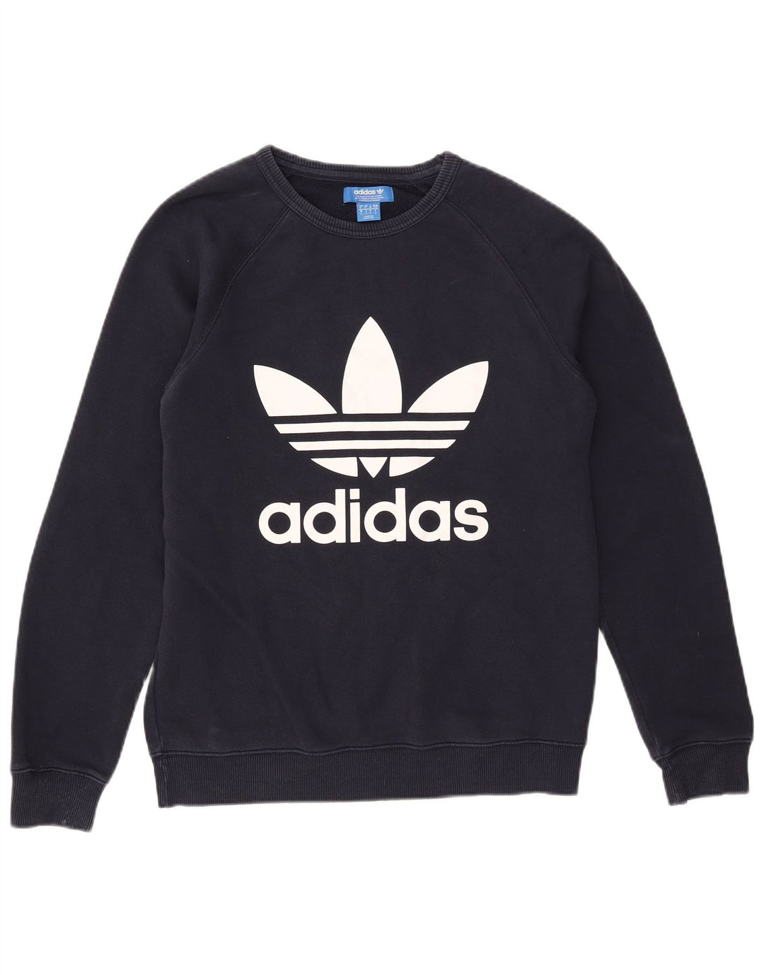 Felpa grafica da uomo Adidas piccola in cotone blu navy