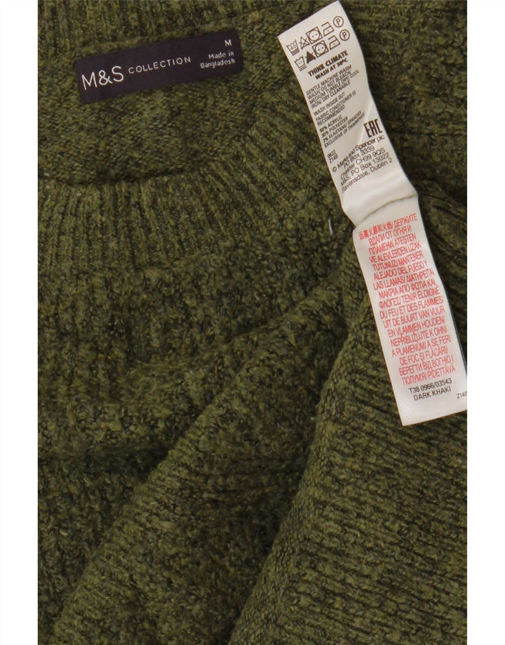 Maglione maglione girocollo da donna Marks & Spencer UK 14 verde medio screziato
