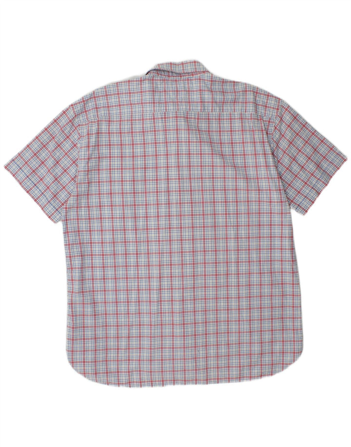 TOMMY HILFIGER Camicia a maniche corte da uomo XL in cotone a quadri blu