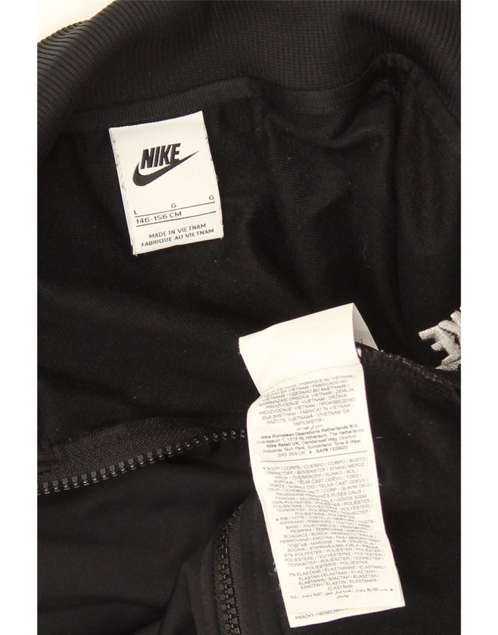 Giacca corta della tuta da ragazza Nike 12-13 anni, grande, in poliestere nero