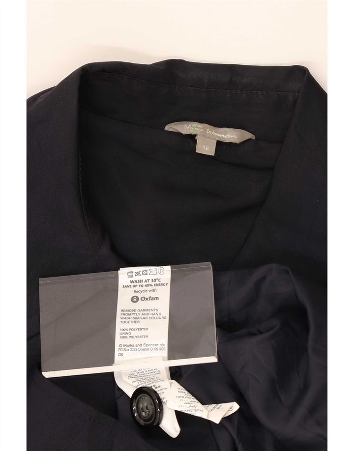 Trench da donna Marks & Spencer UK 16 grande poliestere blu navy