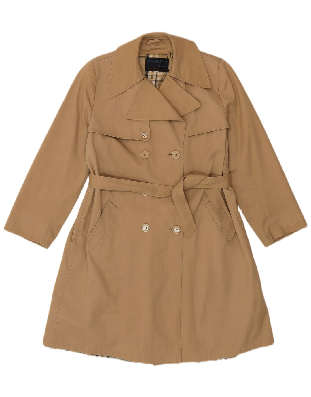 Trench doppiopetto vintage da donna IT 50 XL Poliestere beige