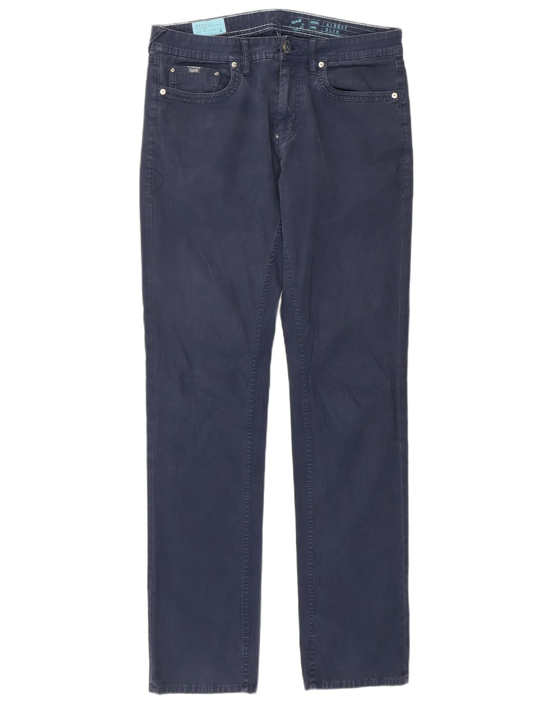 Pantaloni casual slim da uomo Gas W33 L34 in cotone blu navy