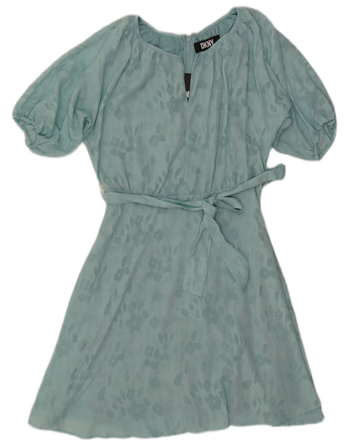Abito a trapezio da donna DKNY US 4 piccolo poliestere floreale turchese