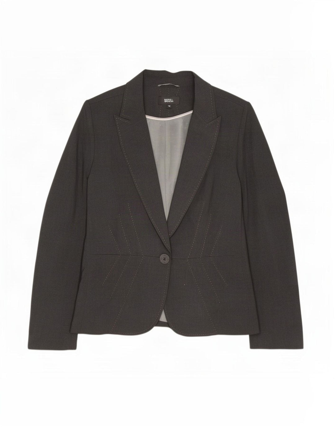 Giacca blazer a 1 bottone Marks & Spencer da donna UK 16 grande poliestere grigio