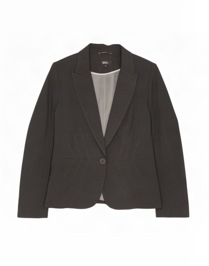 Giacca blazer a 1 bottone Marks & Spencer da donna UK 16 grande poliestere grigio